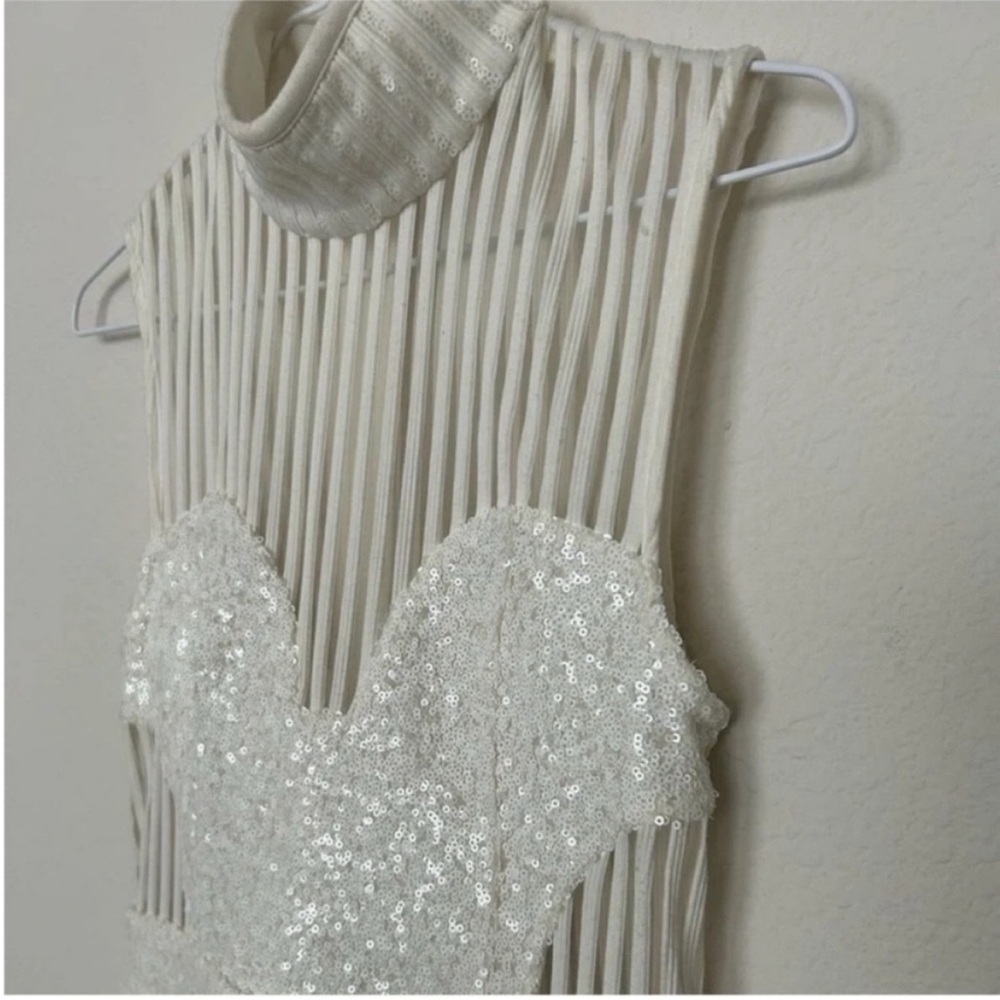 Zhivago The Boss Sheer Panel Sequin Midi Dress White - Picture 8 of 11